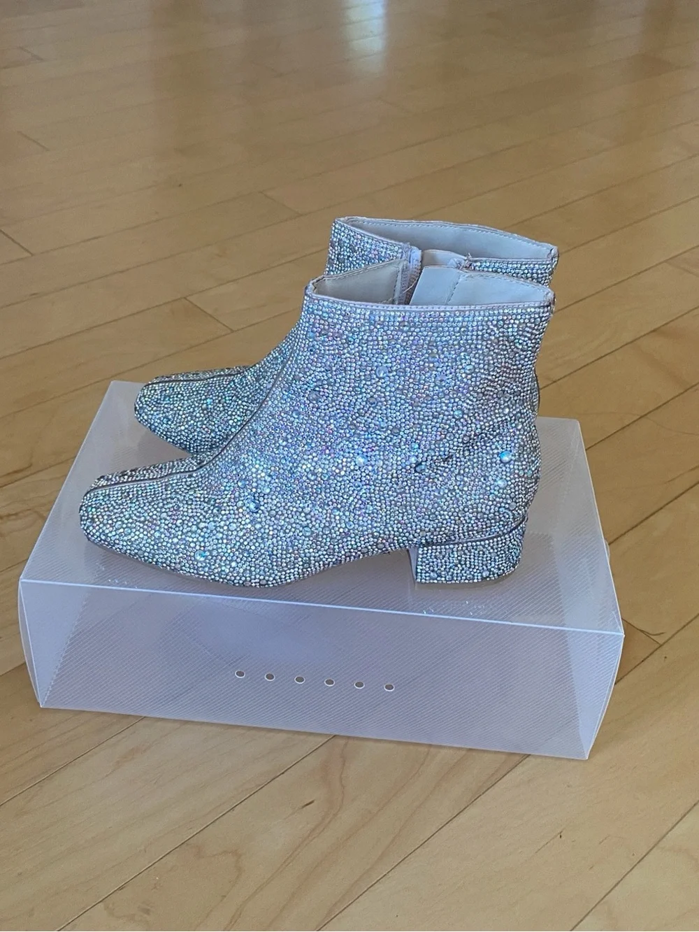 Betsey Johnson Girls' Iridescent Crystal-Embellished Ankle Boots